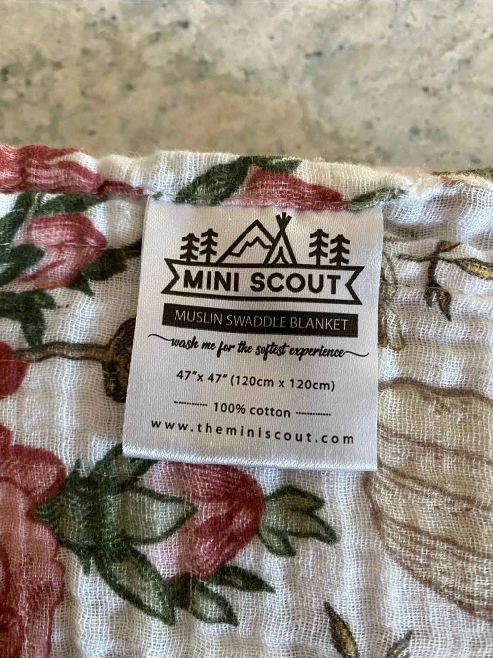 Mini Scout Floral Cotton Muslin Throw - Pink, Yellow & Green